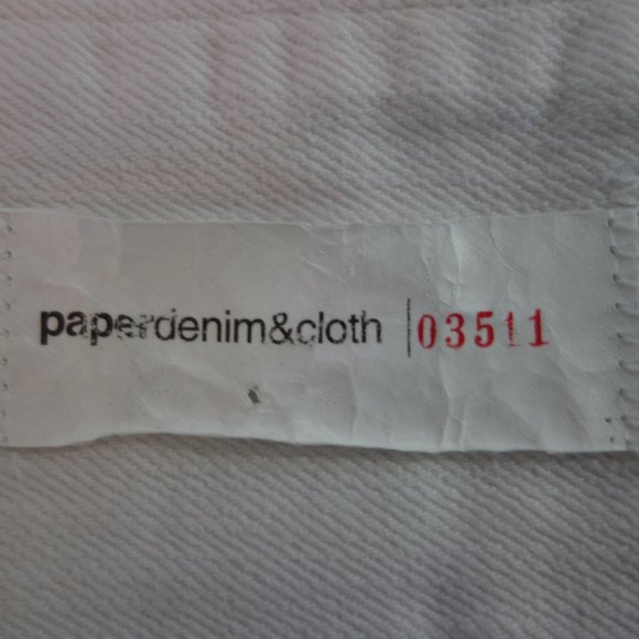 One-of-a-Kind paperdenim&cloth White Moto Jean Jacket w/ Custom Vintage Cross - Picture 5 of 7